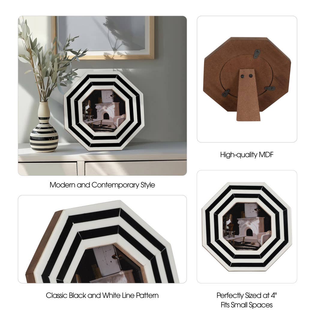 Resin Octagon Contemporary Photo Frame 4X6in