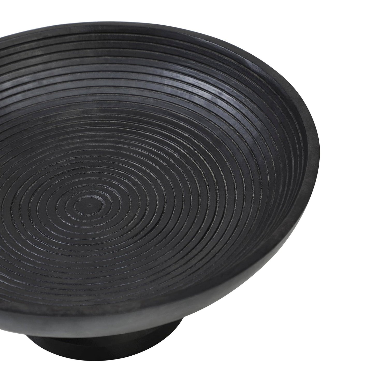 Ribbed Wooden Bowl - Black - 12'