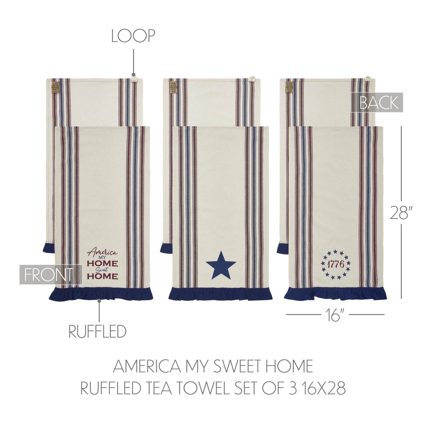 Home Sweet Home Ruffled Tea Towels (Set of 3)