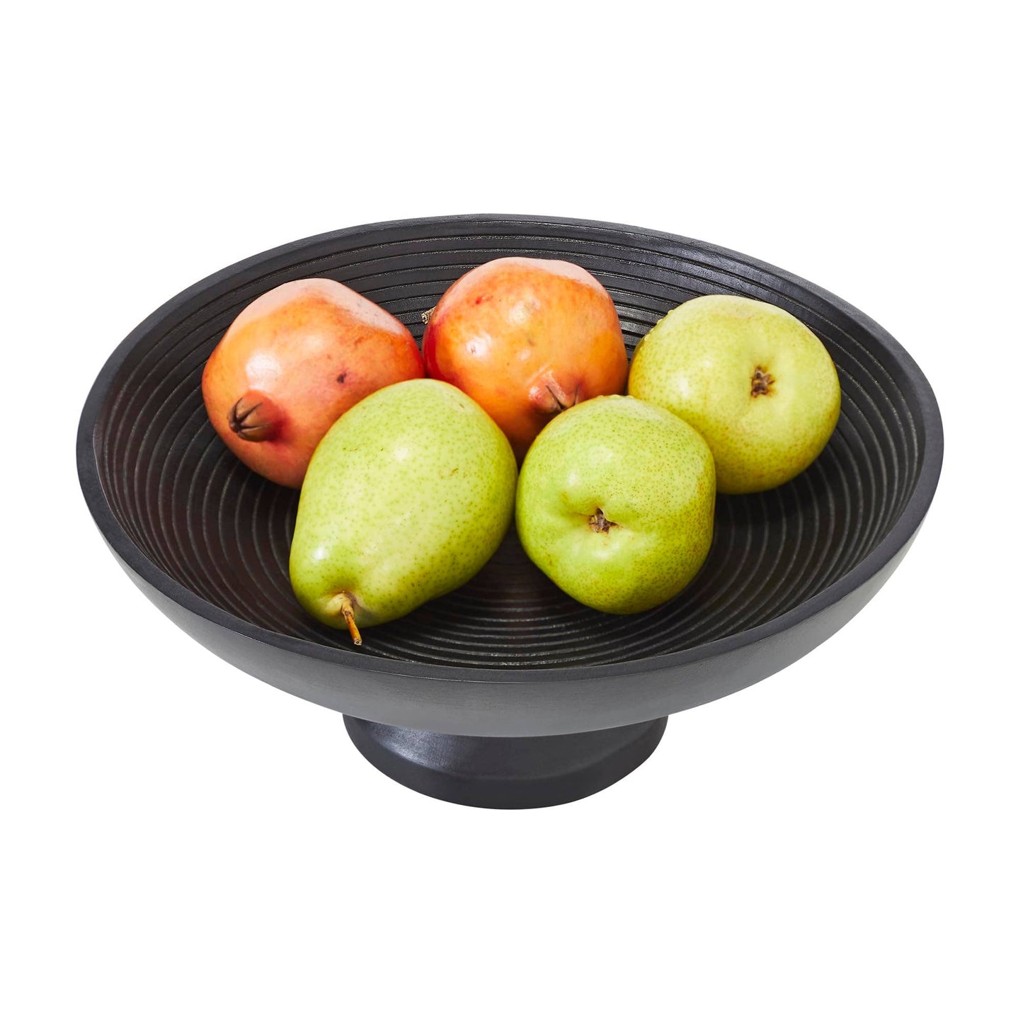 Ribbed Wooden Bowl - Black - 12'