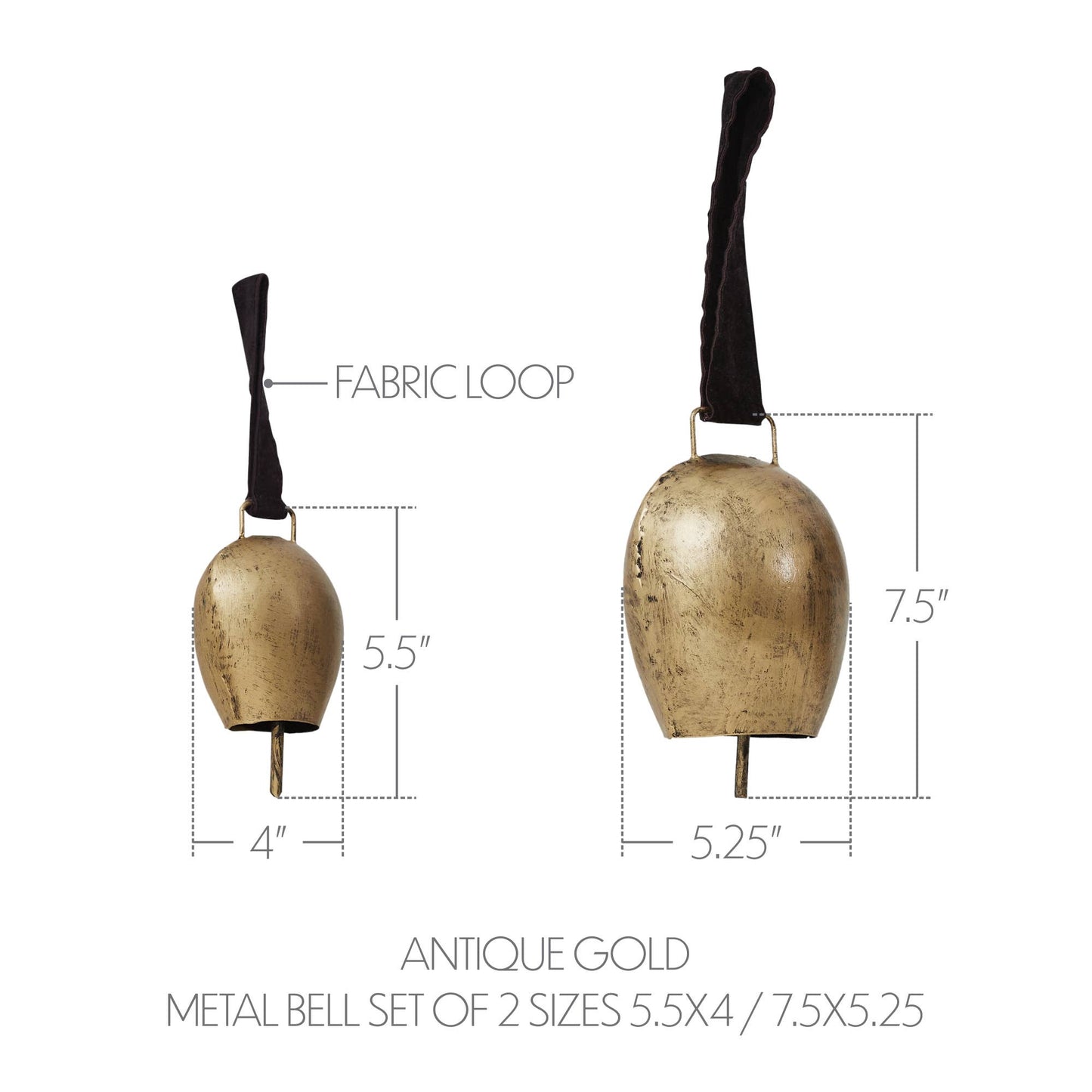 Antique Gold Cow Bells Set of 2