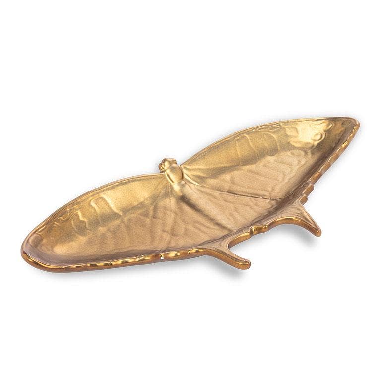 Wide Butterfly Dish - Gold - 9.5"W