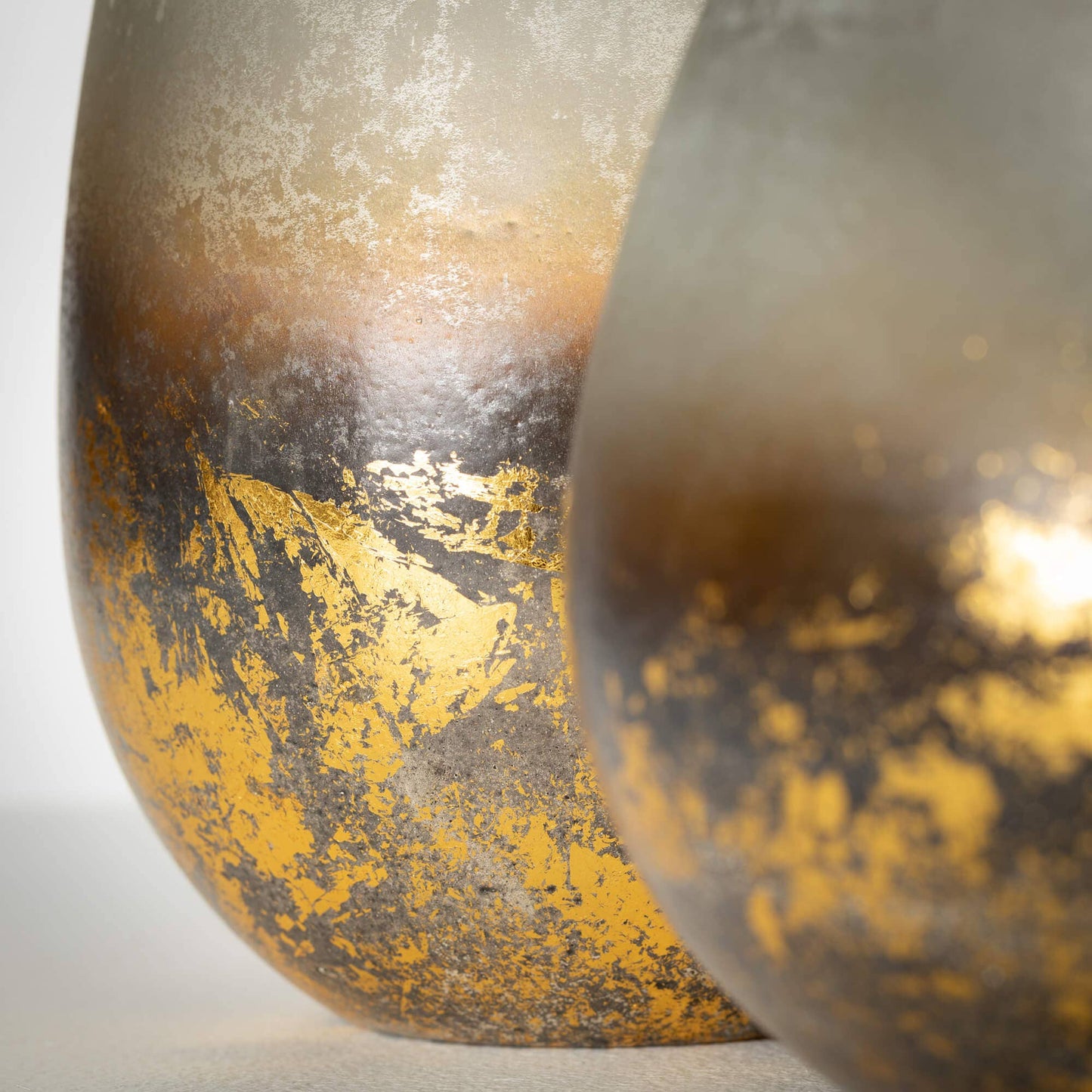 FROSTED GOLD LEAF GLASS VASES (Set of 2)