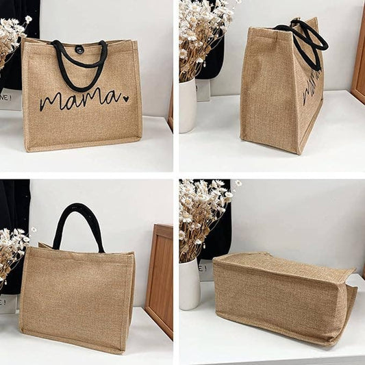 Mama Jute Canvas Tote Bag – Durable & Multi-Use Gift for Mom