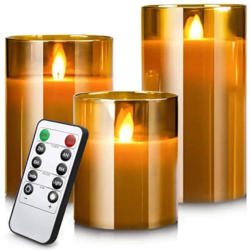 Flameless Candle 3-Piece Set (Amber)