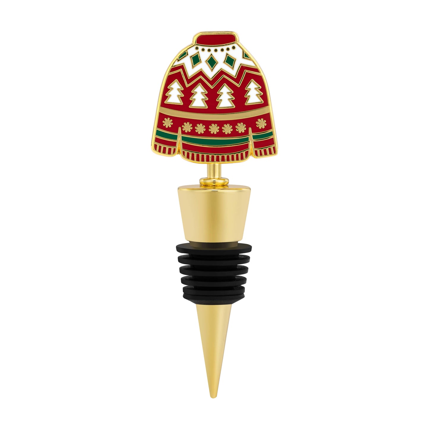 Ugly Sweater Gold Enamel Bottle Stopper - 4in