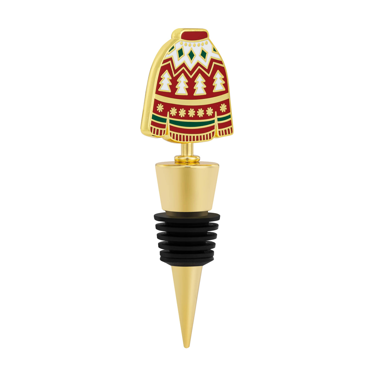 Ugly Sweater Gold Enamel Bottle Stopper - 4in
