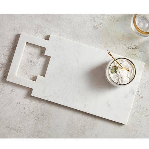 Marble Serving Tray W/ Carved Square Handle (2 colors)