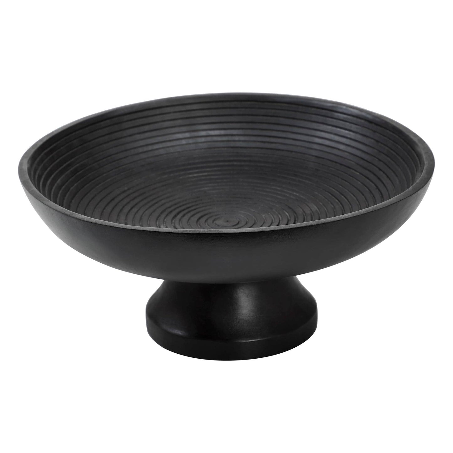 Ribbed Wooden Bowl - Black - 12'