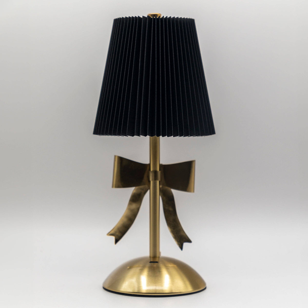 Black & Gold Pleated Rechargeable Table Lamp, 11.8"