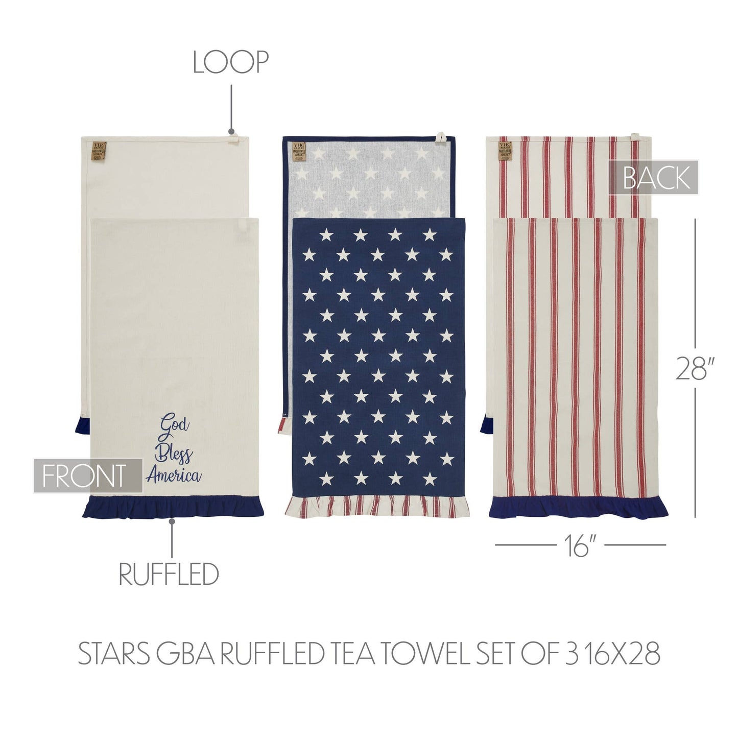 Stars & Stripes Ruffled Tea Towels (Set of 3)