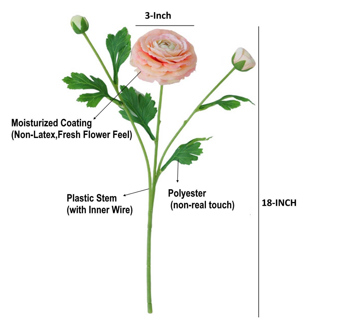 Ultra Realistic Artificial Real Touch Ranunculus