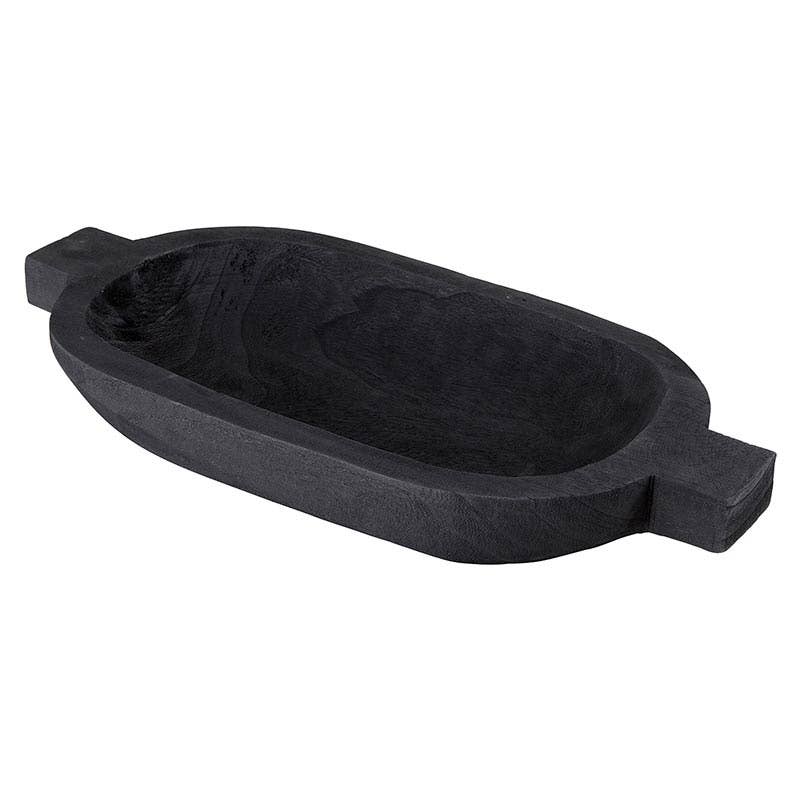 Double Handle Large 17” Paulownia Tray - Black