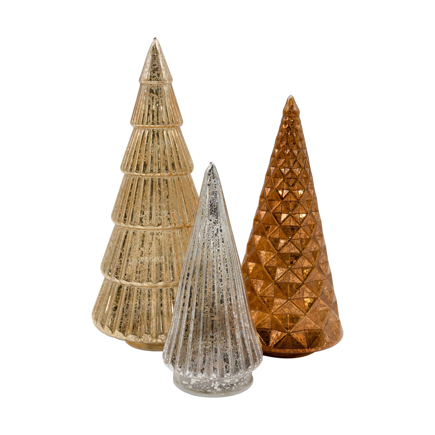 Battery-Operated Gold, Bronze & Silver Glass Trees (3 different sizes)