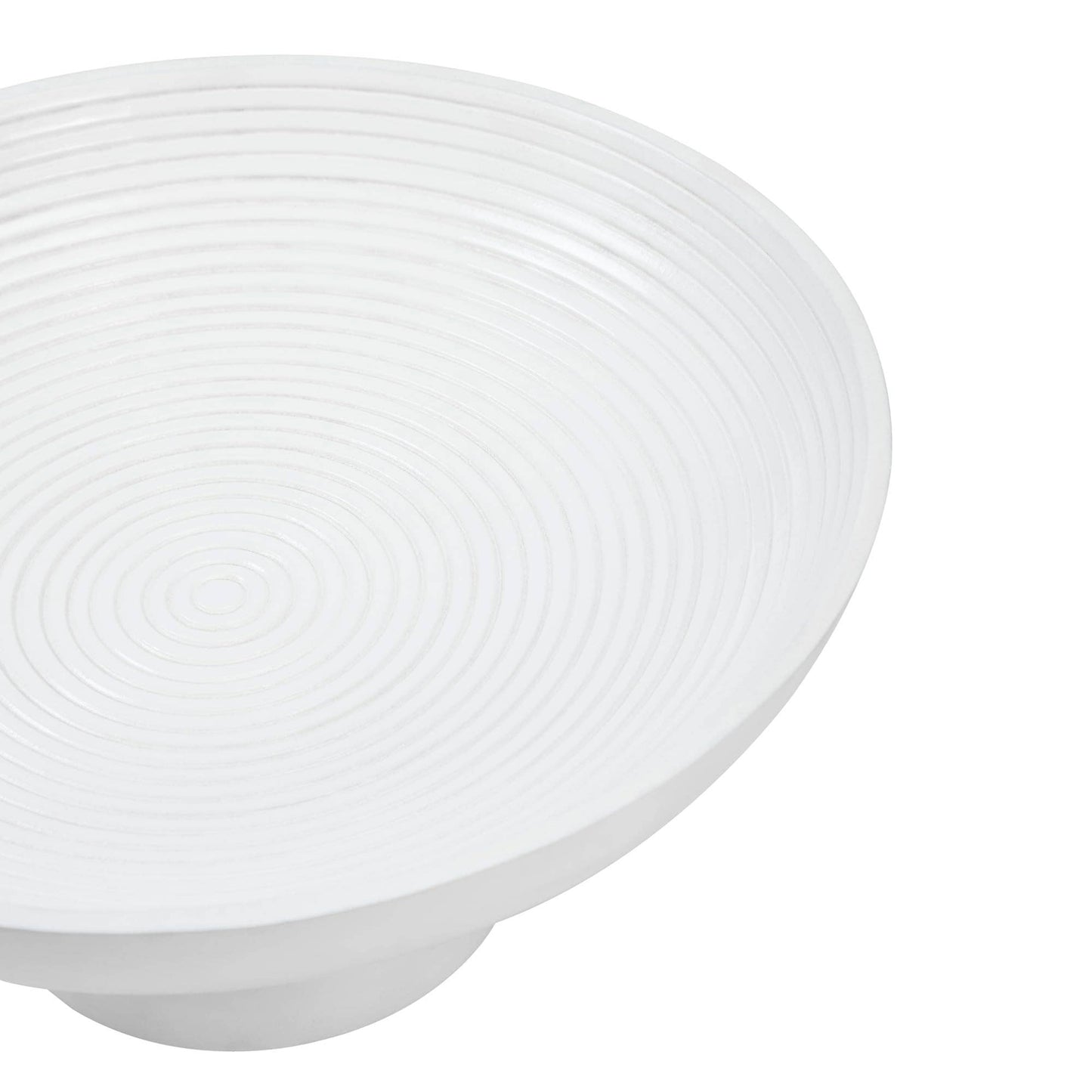Ribbed Wooden Bowl - White- 12"
