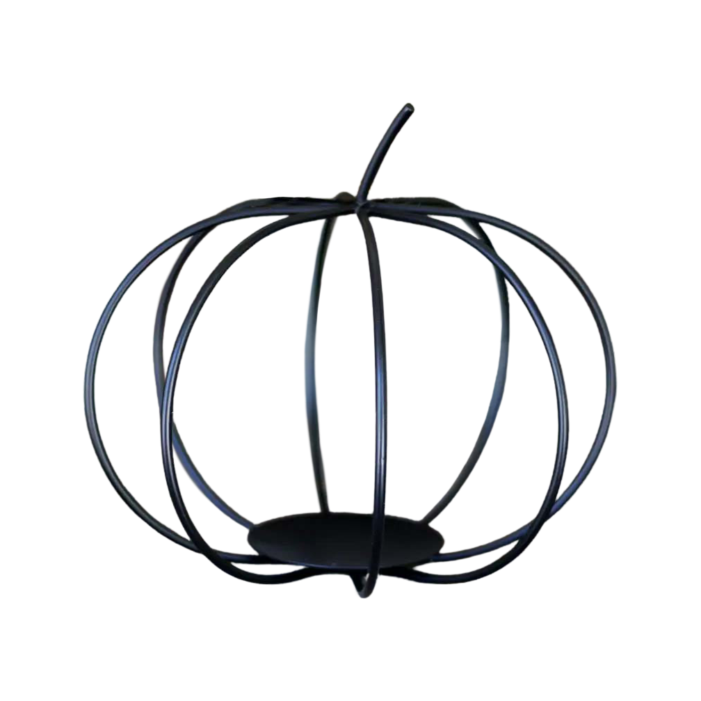 Large Metal Pumpkin with Candle Holder