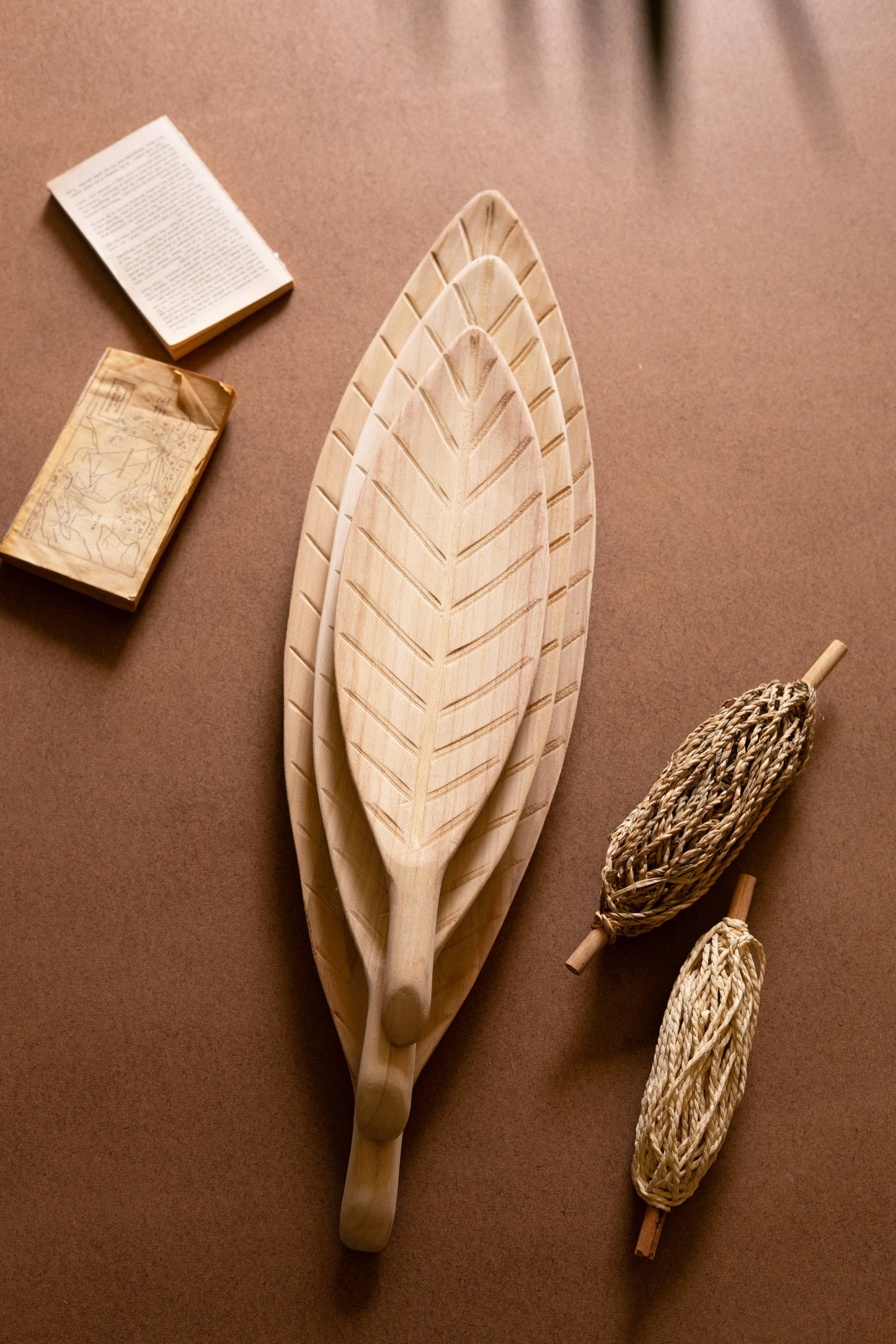 Hand Carved Wooden Leaf Trays (3 sizes)