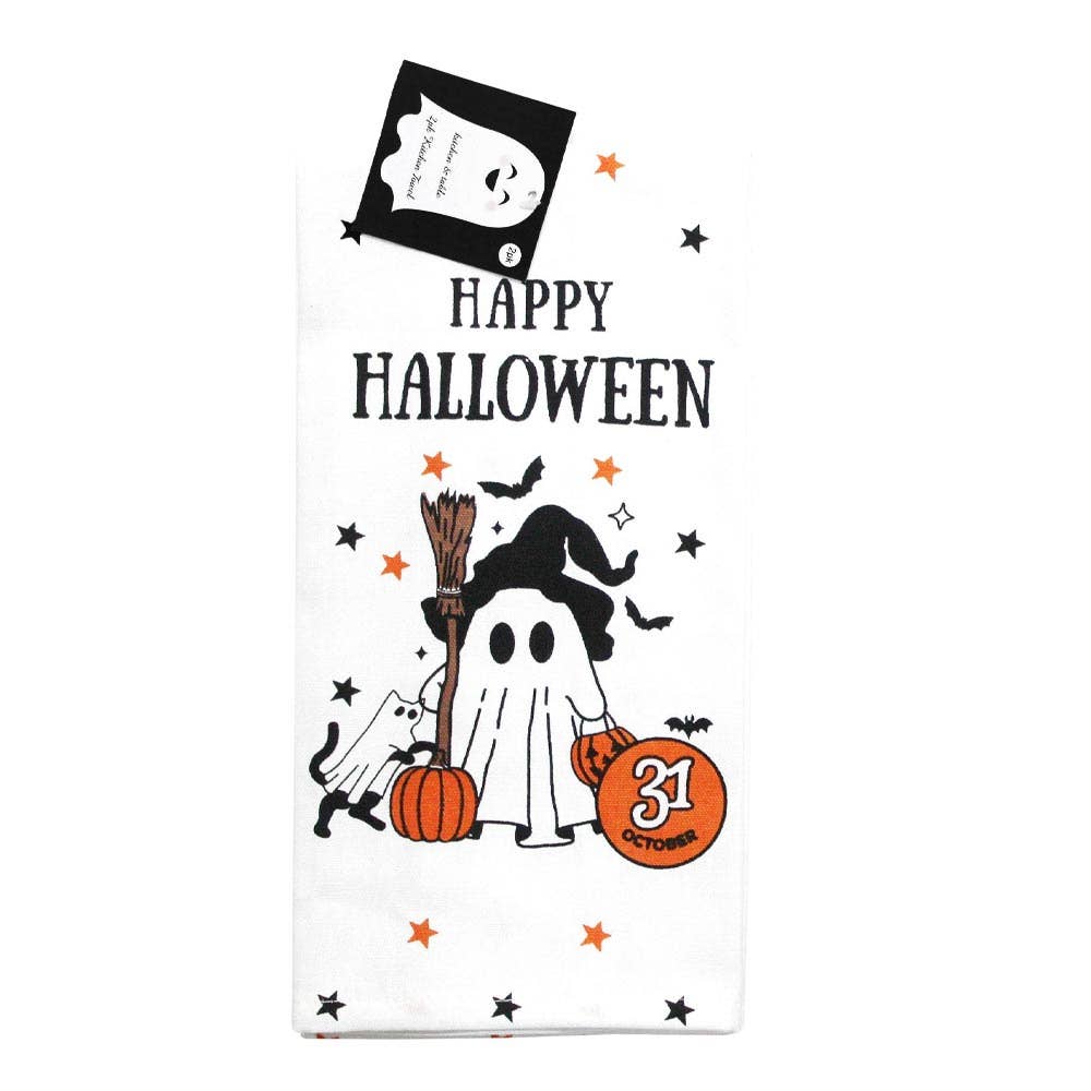 HAPPY HALLOWEEN Ghost Printed Kitchen Towel