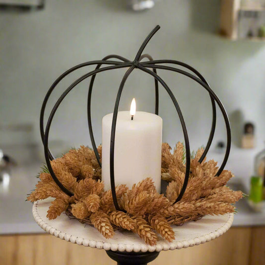 Large Metal Pumpkin with Candle Holder