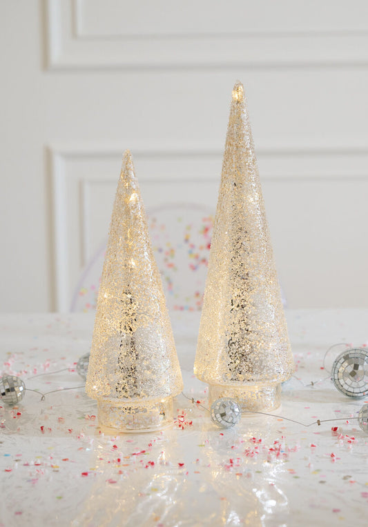 Metallic Silver Textured Trees- LED (2 Sizes)