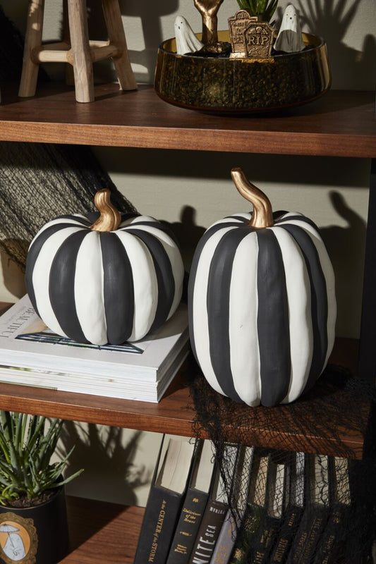 Black and White striped Pumpkins (2 sizes)