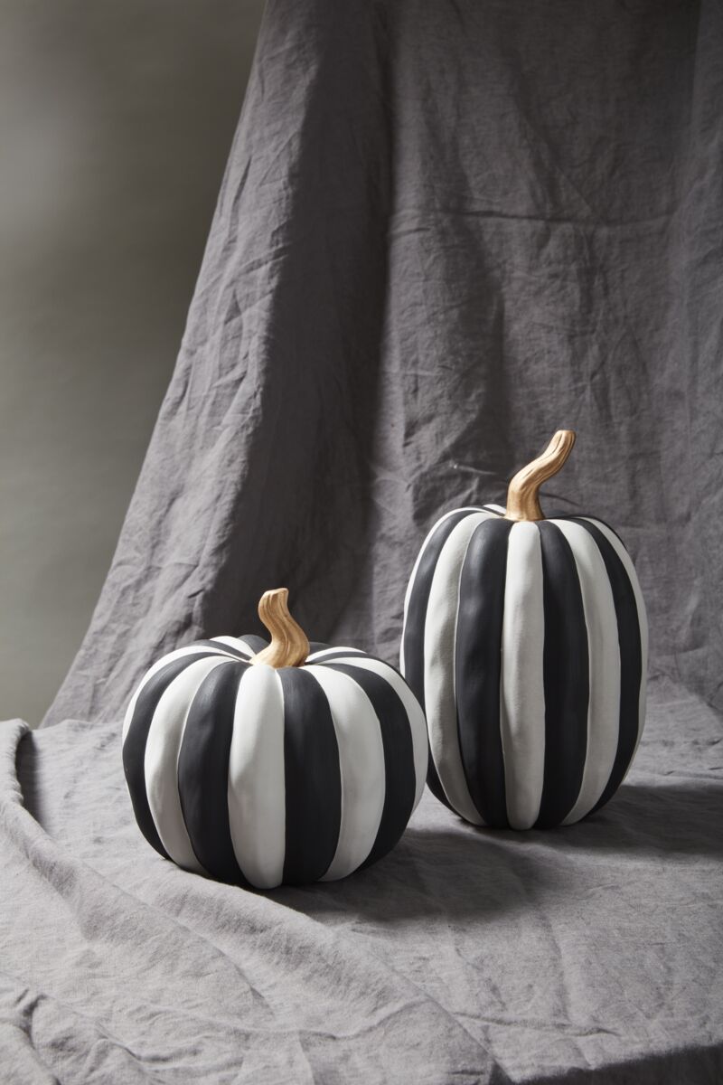 Black and White striped Pumpkins (2 sizes)