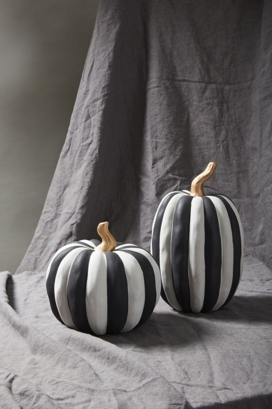 Black and White striped Pumpkins (2 sizes)