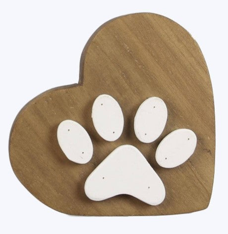Wood Cat/Paw Heart Shape