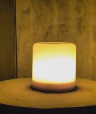 Amber LED Illusion Flame Timer Pillar Candle 3"