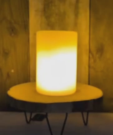 Amber LED Flame Illusion Timer Pillar Candle 6"