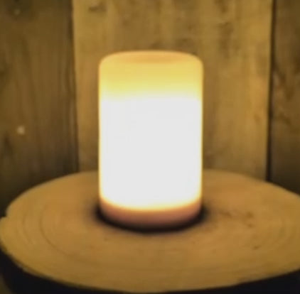 Amber LED Flame Illusion Timer Pillar Candle 4.5"