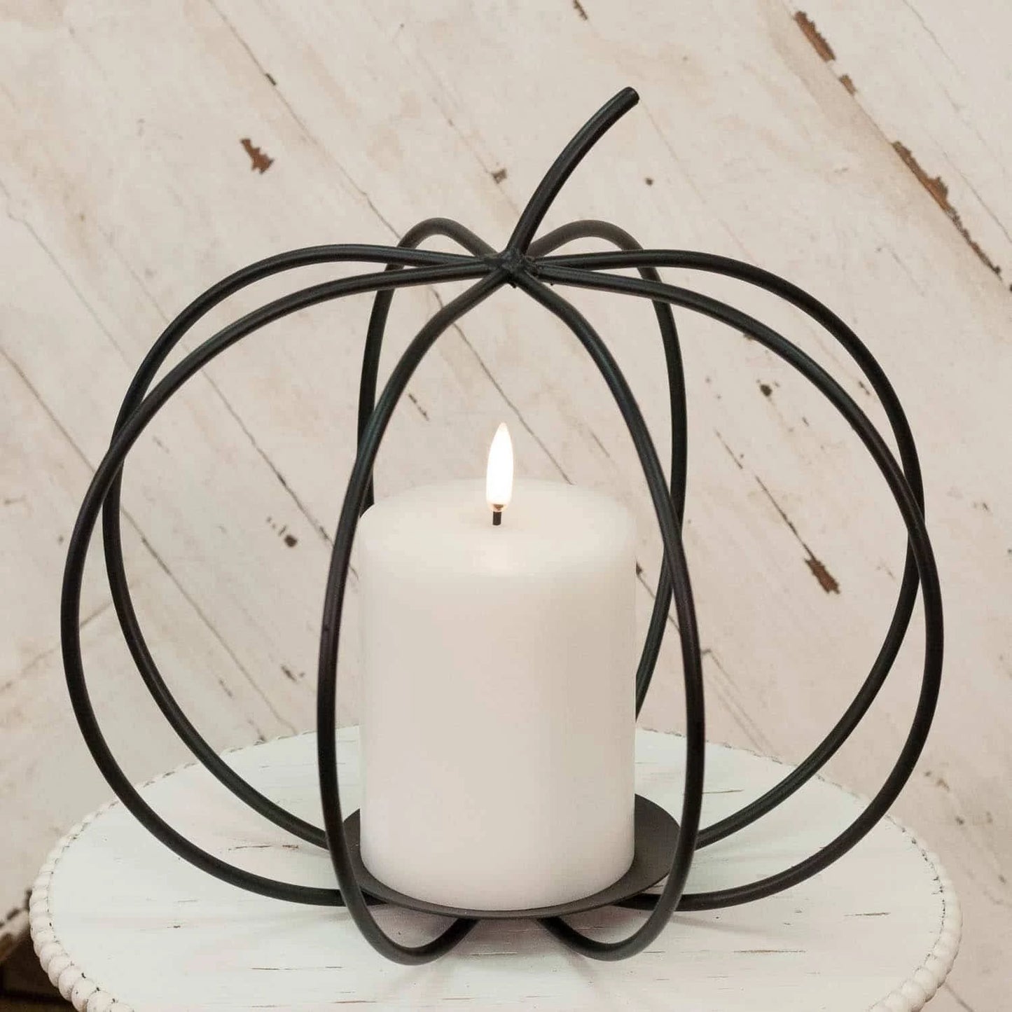 Large Metal Pumpkin with Candle Holder