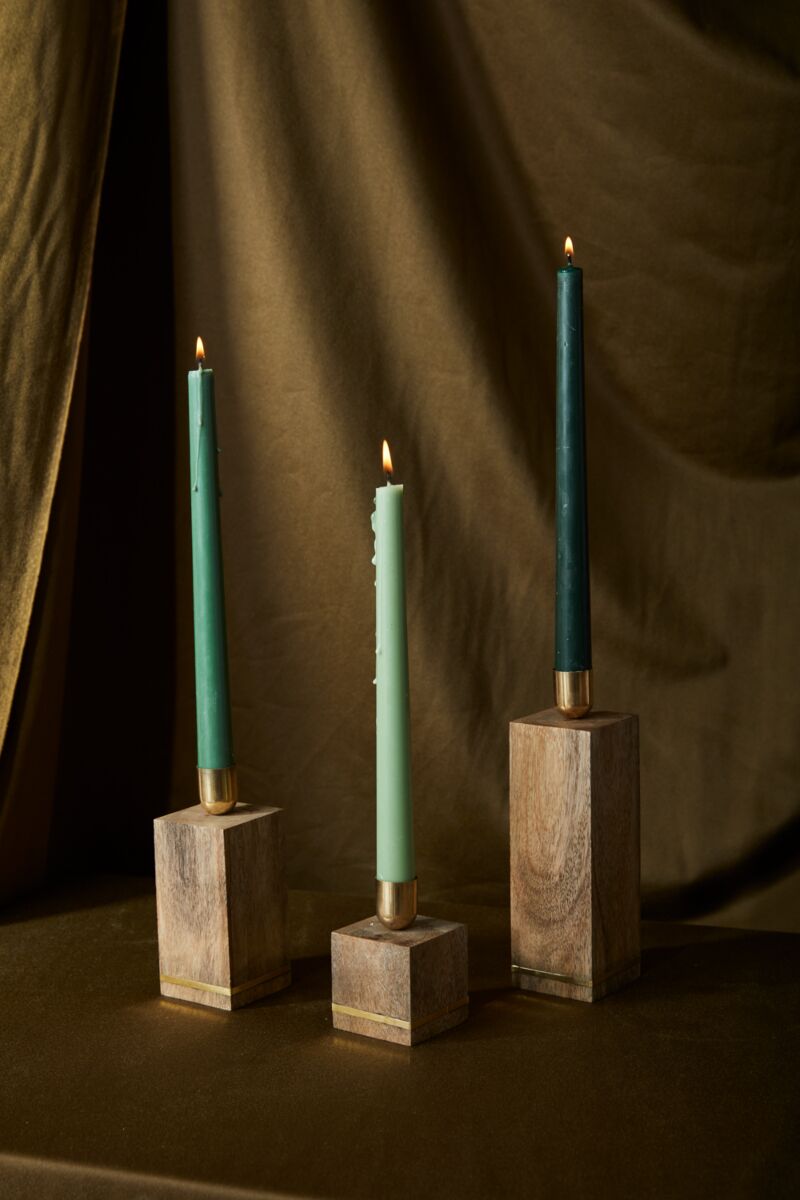 Mid-Century Pedestal taper candle holders.